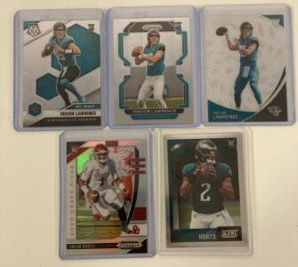 (5) NFL Rookie Cards Featuring, Trever Lawerence And Jalen Hurts
