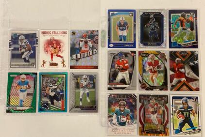(15) Assorted Modern Rookie Cards Football Stars Featuring, Travis Hunter, Jonathan Taylor And More