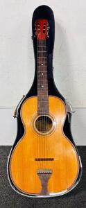 Antique Parlor Acoustic Guitar, Spruce Top, Rosewood Back, 18 Frets, Slotted Headstock, Case