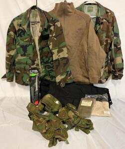 Military Clothing & Accessories &mdash; Tops, Pants, Fillet Knife, Vest & Undergarments