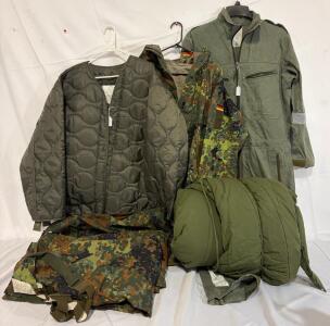 Military Clothing & Accessories &mdash; XL Coat & Overalls, Coveralls & Sleeping Bag