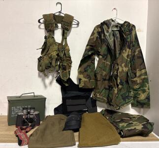 Military Surplus Woodland Field Gear Set &ndash; Tactical Vest, LBE, Jacket, Pants, Ammo Can
