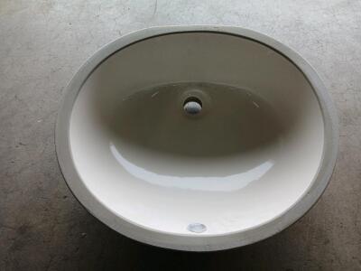 Lotus Undermount Oval Bathroom Sink, White, Porcelain, Overflow, Approx. 20"x14.5"x7.75"