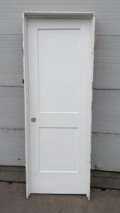 2-Panel Shaker White Prehung Interior Door, Primed, 30"x80", Includes Hinges
