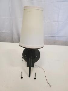 Black Wall Sconce Lamp, Fabric Shade, Max 60W, Hardwired, 14"x6.5"x8" Mount, Hardware Included