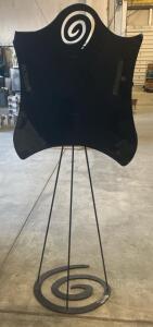 Artisan Black Metal Display Easel, Swirl Decorative Stand, 65 In Tall, Solid Iron, Spiral Base