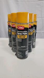 CRC Upside Down Marking Spray Paint, Caution Yellow, 17 oz, Lot of 6, Dented Cans