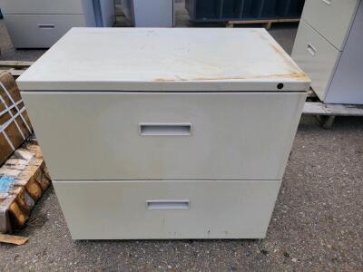 2-Drawer Metal Lateral Filing Cabinet, Light Gray, 36"W x 18"D, Lockable, Holds Letter/Legal Files