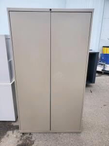Metal Storage Cabinet, 72"x36"x18", 4 Adjustable Shelves, Locking Doors, Beige