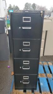 HON 4-Drawer Vertical Filing Cabinet, Black, Lockable, Metal, 52"x15"x25", Keys Included