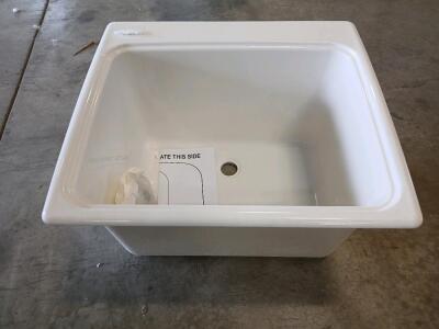 Swan SSUS1000.010 Solid Surface 24"x22" Drop-In Utility Sink White, Single Basin