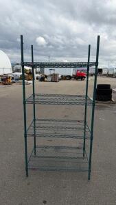 Green Epoxy-Coated Wire Shelving Rack, 4 Shelves, 48"x18"x72", Adjustable, Heavy Duty