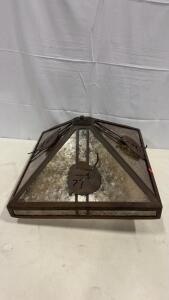Rustic Arts & Crafts Mica Glass Ceiling Light Fixture, 18"x18", Iron Frame, 2 Bulb Sockets