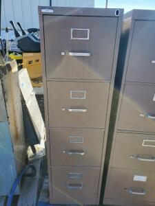 HON 4-Drawer Vertical Filing Cabinet, Letter Size, Lockable, Metal, Beige, Asset #01642