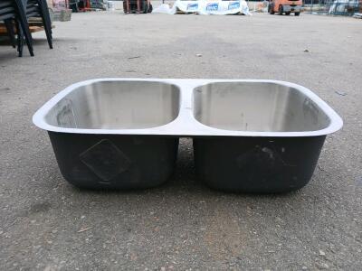 Double Bowl Stainless Steel Kitchen Sink, 33" x 22" x 9", Sound Deadening, No Hardware