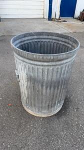 Galvanized Steel Trash Can, 32 Gallon, Commercial/Industrial, 27" x 22", Weathered, No Lid