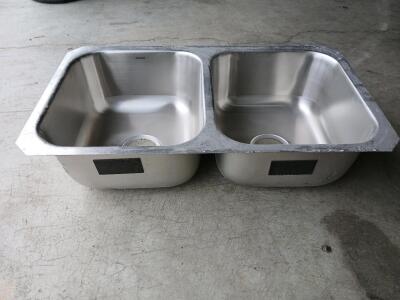 Double Bowl Drop-in Stainless Steel Kitchen Sink, 33"x22", 18-Gauge, Sound Dampened