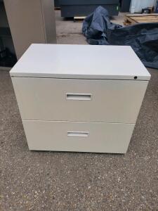 2-Drawer Metal Lateral Filing Cabinet, 36"x18"x29", Locking, Beige