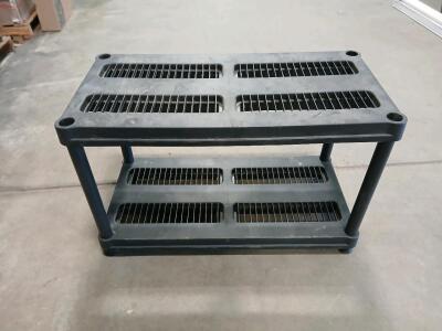 Heavy-Duty 2-Shelf Black Plastic Utility Storage Rack, 36"x18"x30", Vented Shelves, Stackable
