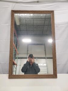 Large Ornate Baroque-Style Rectangular Wall Mirror, Antique Gold Frame, 40"x30", Decorative