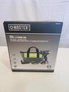 Master Mechanic 103708 20V Cordless Impact Driver Kit, 2 Batteries, 1500 in-lbs Torque, LED, Bag
