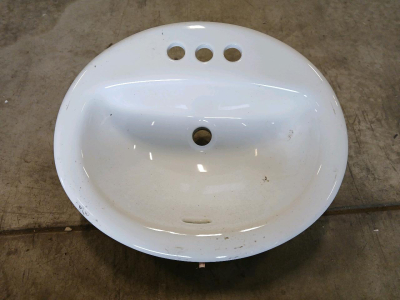 Drop-In Bathroom Sink, White Vitreous China, 3 Faucet Holes, Model L405, Serial 188699978