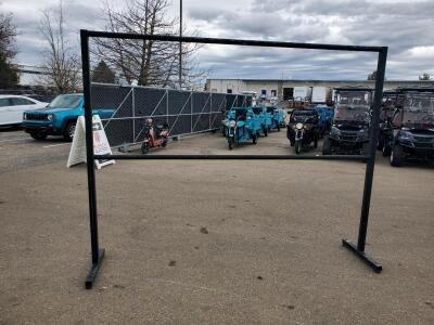 Heavy-Duty 8'x10' Free-Standing Steel Barrier Banner Frame, Black, Welded, Portable