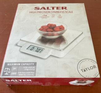 Salter 1078SS High Precision Stainless Steel Digital Kitchen Scale, 11lb/5kg Max, Tare, Auto-Off