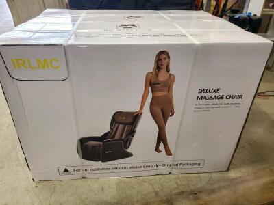IRLMC Deluxe Massage Chair, Black/Brown, 110V, 80W, Full-Body, 38"x28"x26"