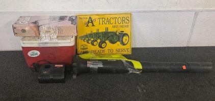 Ryobi Leaf Blower & Charger & A Series A Tractor Sign