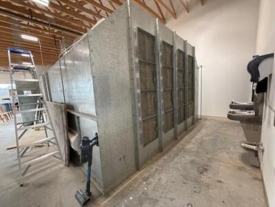 Marathon Finishing Systems 26&rsquo; 8 1/4&rdquo; Length x 14&rsquo;-4 9/16&rdquo; wide x 10&rsquo; Industrial Paint Booth With Air Return ( Disassembled)