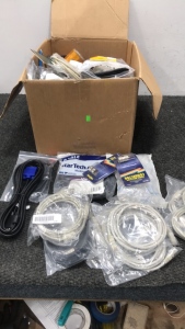 Box Full Of Vintage Computer And Tv Cables
