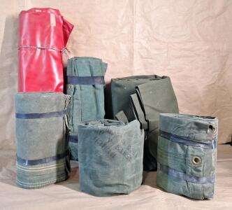 (5) Assorted Sized Canvas Tent Floors & (1) Poly-Canvas Tent Floor