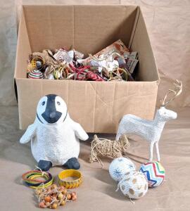 (1) Box Of (100+) Assorted Handmade Ornaments