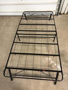 Twin Size Black Metal Platform Bed Frame &ndash; Folding Base, 14&rdquo; Height, Steel Slat Support