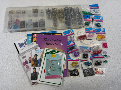 Large Jewelry Making & Beading Lot &ndash; Key Rings, Beads, Chains, Patterns, Instruction Books, Organizers