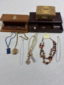 Mixed Vintage & Costume Jewelry Lot &ndash; Necklaces, Pins, Rings, Decorative Boxes, EsMor, Chico&rsquo;s
