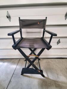 Black Tall Folding Director&rsquo;s Chair with Footrest &ndash; Wooden Frame, Canvas Seat/Back, 30" Seat Height