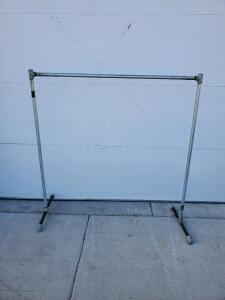 Heavy-Duty Industrial Pipe Clothing Rack, 6 ft x 2 ft, Galvanized Steel, Stationary