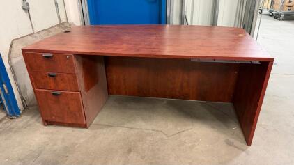 Wood Desk W/ 3-Drawer Organizer-71&rdquo;Lx41&rdquo;Wx30&rdquo;H