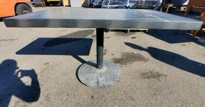 Heavy-Duty Granite-Look Industrial Table, Rectangular 60"x48", Metal Pedestal Base, Grey
