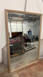 Large Gold Rectangular Wall Mirror, Decorative Wood Frame, 48"x66", Hanging Hardware