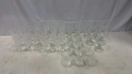 24-Piece Mixed Crystal and Glass Stemware Set &ndash; Champagne Flutes, Wine Goblets, Liqueur Glasses