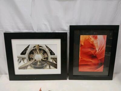 Pair of Custom Framed Photographic Prints &ndash; Aircraft Engine & Antelope Canyon, One Signed, Michaels