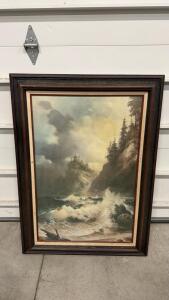 Eugene Garin "Stormy Cove" Framed Print on Canvas, Signed, 33"x44" (Est.), Seascape Art