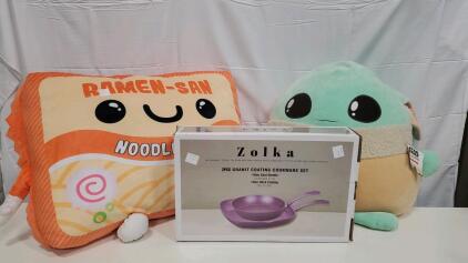 Zolka 2-Piece Granite Nonstick Frying Pan Set, Purple Color, Stay Cool Handles, New in Box (2) Giant Squishy