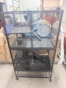 Large Multi-Level Small Animal Cage, 36"x24"x63", 3 Tiers, Ramps, Trays, Wheel, Rolling Base