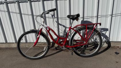 Kent Pathway 26" Cruiser Bike, Red/White, Rear Rack, Fenders, Comfort Saddle