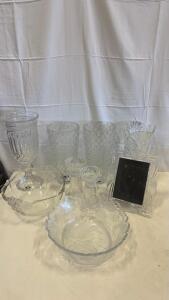 Crystal Lot: 9-Piece Vases Bowls Candlesticks Frame, 24% Lead Crystal