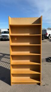 Standard 6-Shelf Oak Veneer Bookcase 72"x36" Fixed Shelves Light Wood Finish